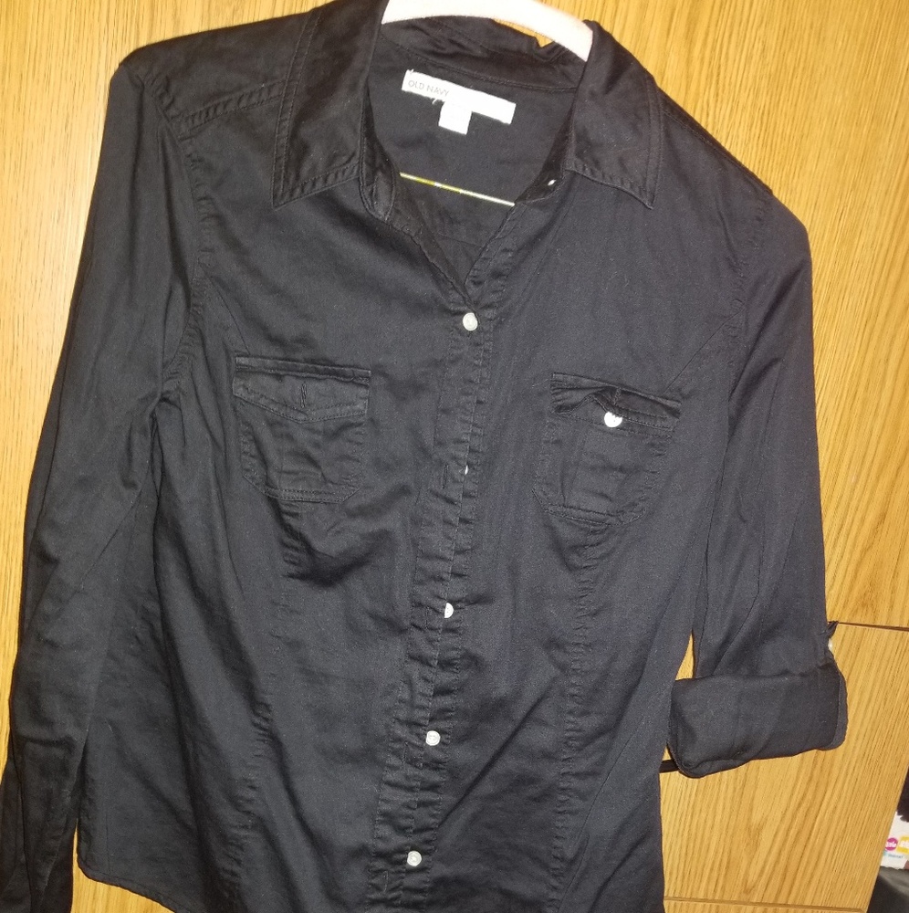 Womans medium black button down - Picture 3 of 4